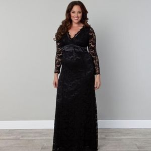 Kiyonna Black Lace Maxi Dress Screen Siren Formal Party Lined